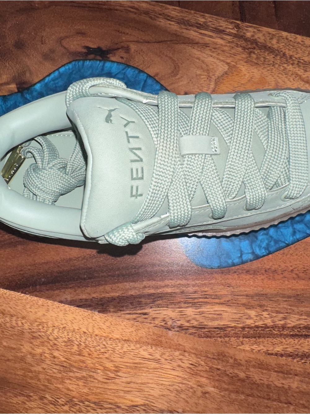Puma Kids Mint Green Low-Top Sneaker with Gold Logo Brans New! - Picture 7 of 15